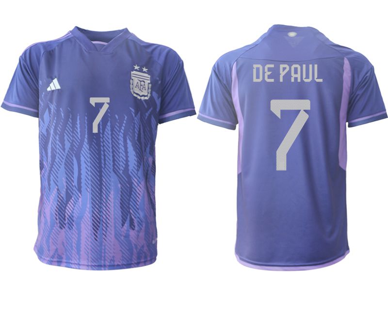 Men 2022 World Cup National Team Argentina away aaa version purple 7 Soccer Jersey